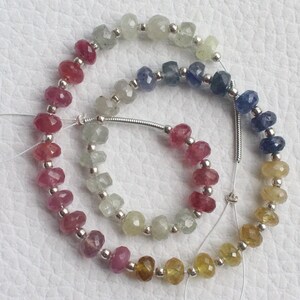 Natural Multi Sapphire Glass Filled Beads , 60 Carats, 5-5.5 MM, 9 Inches , Multi Gemstone Rondelle Beads, Faceted Cut Beads.Sapphire