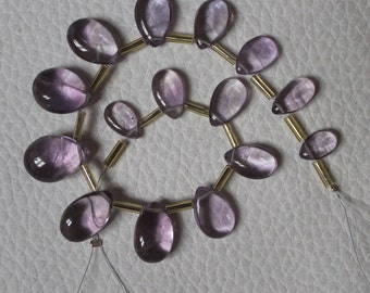 Perles de briolette de poire lisse d'améthyste naturelle, 10x14--6x9mm, 15 pièces, pierre précieuse d'améthyste, forme de poire d'améthyste, perles d'améthyste de meilleure qualité..