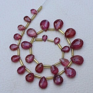 25 Faceted Ruby Briolettes: Natural Pear Beads (6x4-13x9 MM)