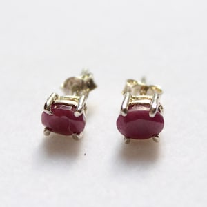 Natural ruby Stud Earrings in 925 Sterling Silver - 2 pieces,Faceted ruby Post Earrings - Faceted Stone Earrings,ruby Stone Earring