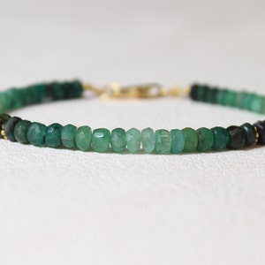 Natural Emerald Beads Bracelet: Faceted Roundel Gemstone, 8 Inch