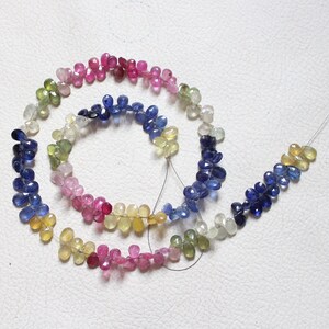 Rare Multi Sapphire Briolette Gemstone Faceted pear shape Beads multi Sapphire Necklace,Sapphire Pear Beads 6x4 mm--8x5-mm, 156 Pcs 129 Crt.