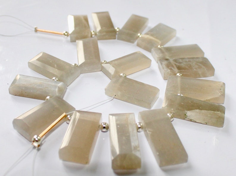 Wholesale Price AAA -23 mm approx M162 quality gemstone 19 piece faceted Rectangle shape Moonstone 22