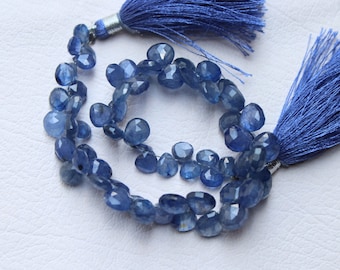 AAA Blue Sapphire Briolette Beads: Faceted Pear, 7x6-8x7 MM