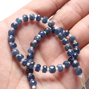 100% Natural Blue Sapphire, 78 carat, 10 inches, 6-MM, Strand Natural Blue Sapphire Faceted Rondelle Beads,Blue Sapphire ,Blue Sapphire