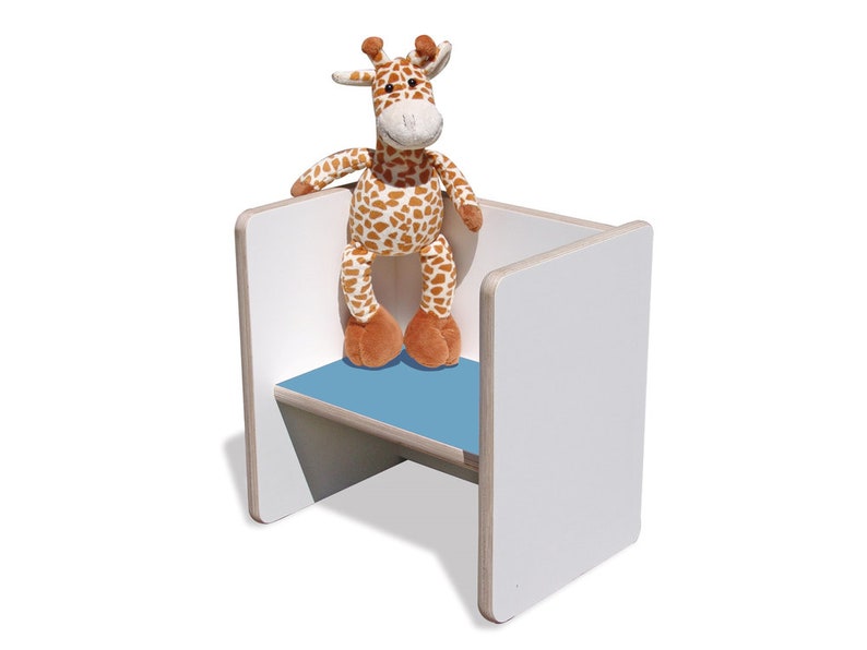 Tabouret Réversible Eli-Kids Mini Blanc avec assise colorée Hellblau