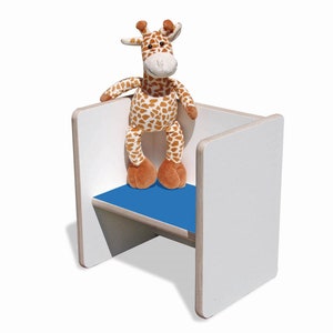 Tabouret Réversible Eli-Kids Mini Blanc avec assise colorée Bleu