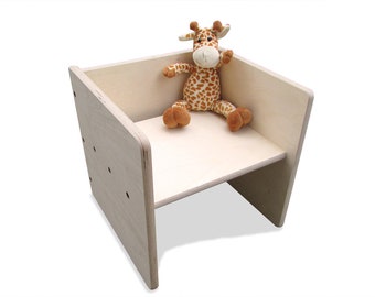 Eli-Kids Reversible Stool Maxi Children's Stool 2Mount | Montessori Children's Furniture Made of Wood | Seat Stool, Children's Chair, Side Table, Cube Stool