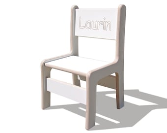 Eli-Kids Children's Chair White with Name – Personalized Wooden Chair for Children, Sturdy & Safe, Modern Design, Perfect for the Children's Room