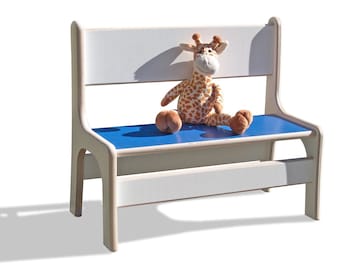 Banc enfant Eli-Kids - blanc avec assise colorée