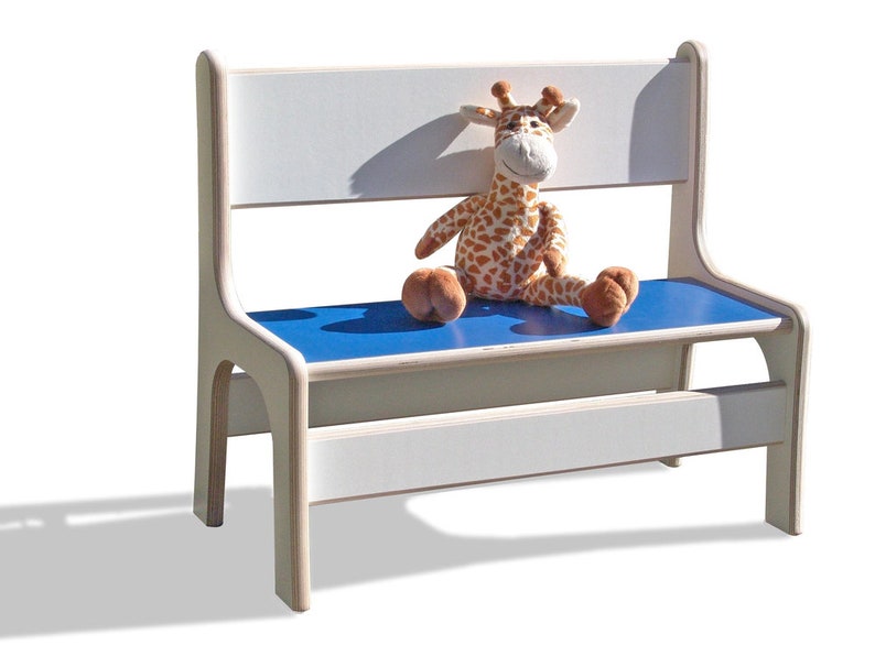 Eli-Kids children's bench white with colorful seat Blue