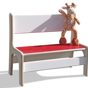 Eli-Kids children's bench white with colorful seat Red