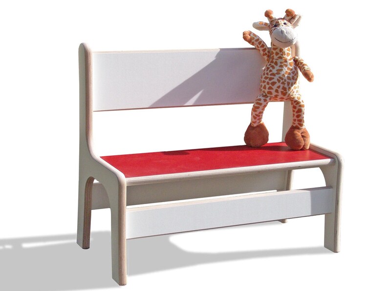 Eli-Kids children's bench white with colorful seat Red