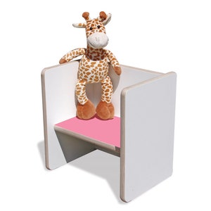 Tabouret Réversible Eli-Kids Mini Blanc avec assise colorée Rose