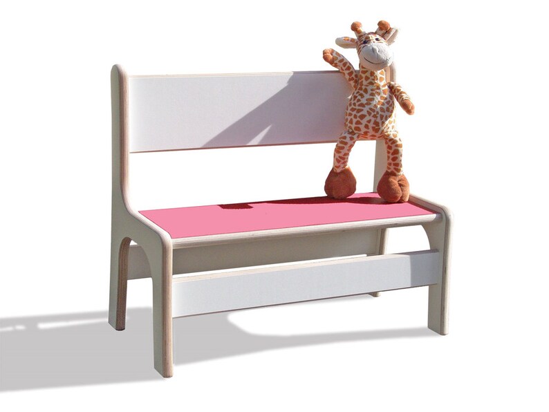 Eli-Kids children's bench white with colorful seat Pink