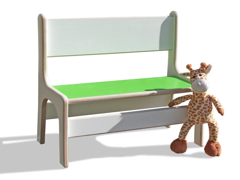 Eli-Kids children's bench white with colorful seat Green