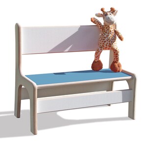 Eli-Kids children's bench white with colorful seat Hellblau