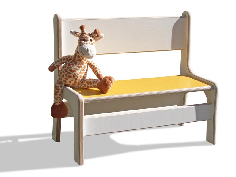 Eli-Kids children's bench white with colorful seat Yellow