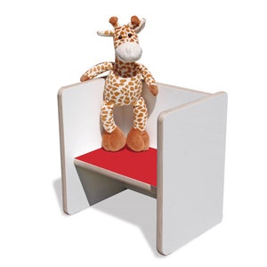 Tabouret Réversible Eli-Kids Mini Blanc avec assise colorée Rouge