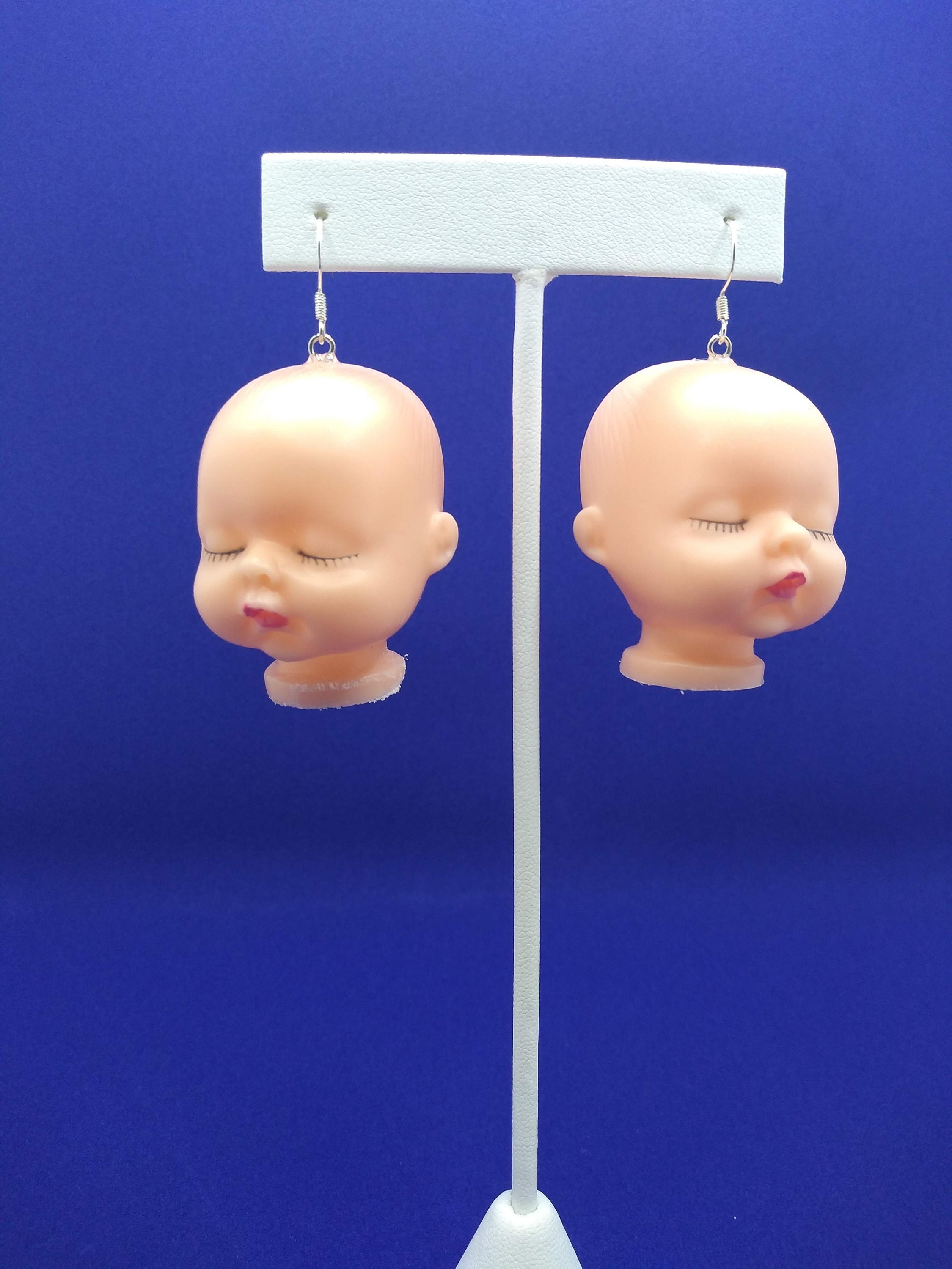 Baby Doll Head Dangling Earrings Etsy