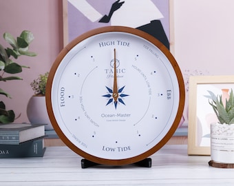 TABIC Tide clock - handmade beech frame, home decor wall clock for sea ocean beach water enthusiasts.
