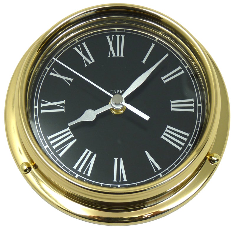 Tabic Prestige Roman Numeral Clock in Solid Brass With Jet Etsy UK