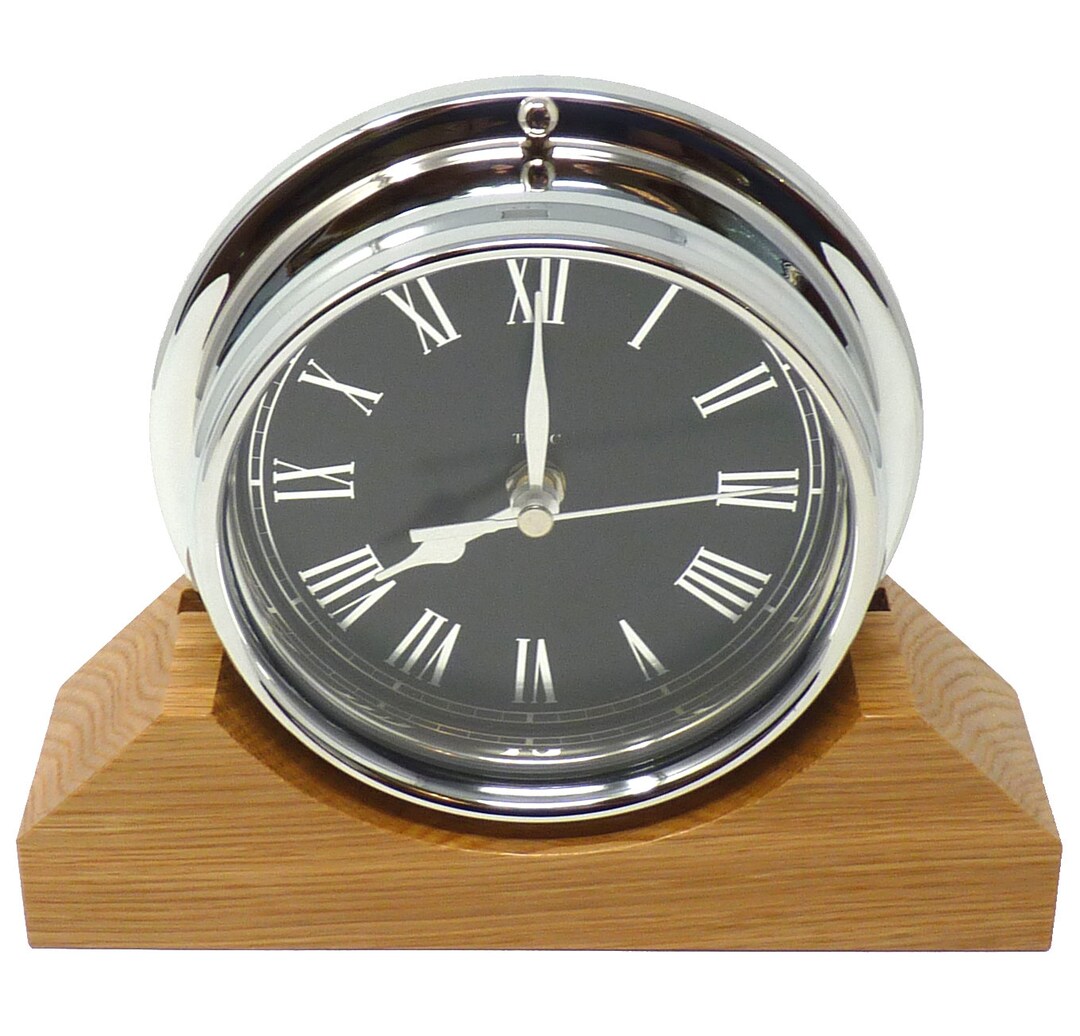 Handmade Prestige Roman Clock in Chrome with Jet Black Dial Etsy 日本