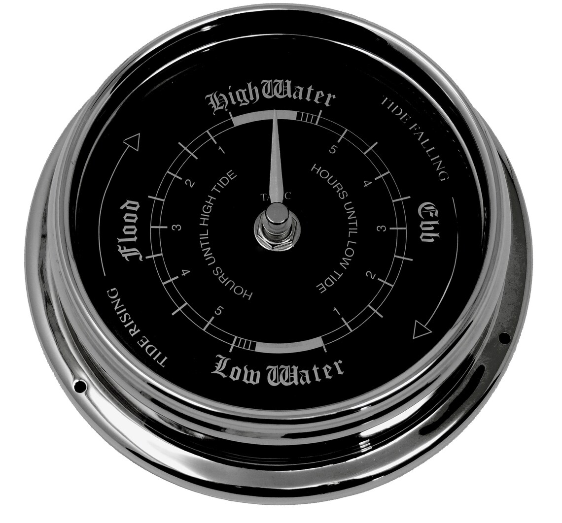 Tabic Prestige Tide Clock in Chrome With a Jet Black Dial Etsy