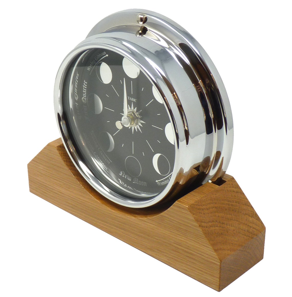 Handmade Prestige Moon Phase Clock in Chrome on an English Oak Etsy