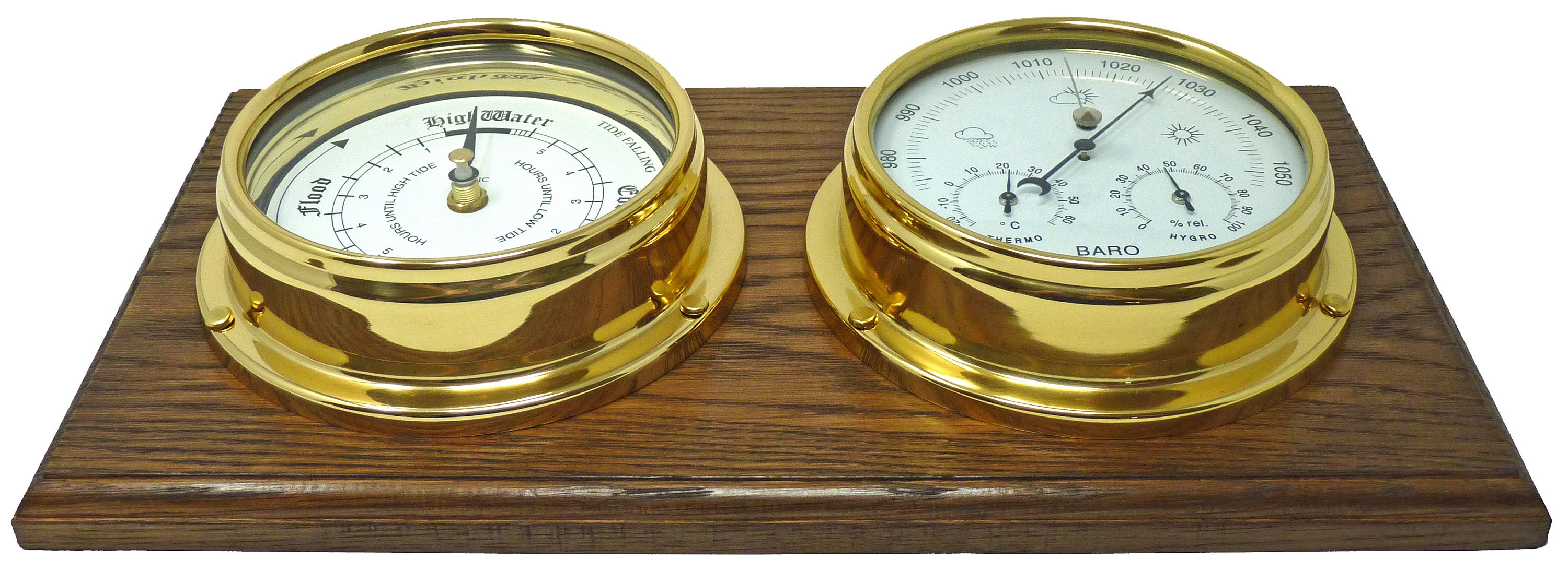 Tabic Brass Tide Clock & Barometer With Built in Hygrometer and