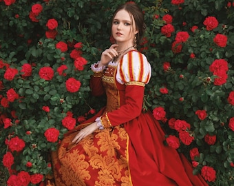 Red Italian Renaissance Dress 16th Century