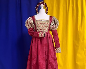 Bourgondische Italiaanse renaissancejurk 16e eeuw