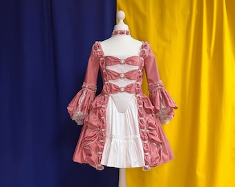 Rose Rococo mini dress Marie Antoinette 18th-century
