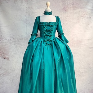 Vestido rococó aguamarina - Vestido turquesa de Versalles del siglo XVIII