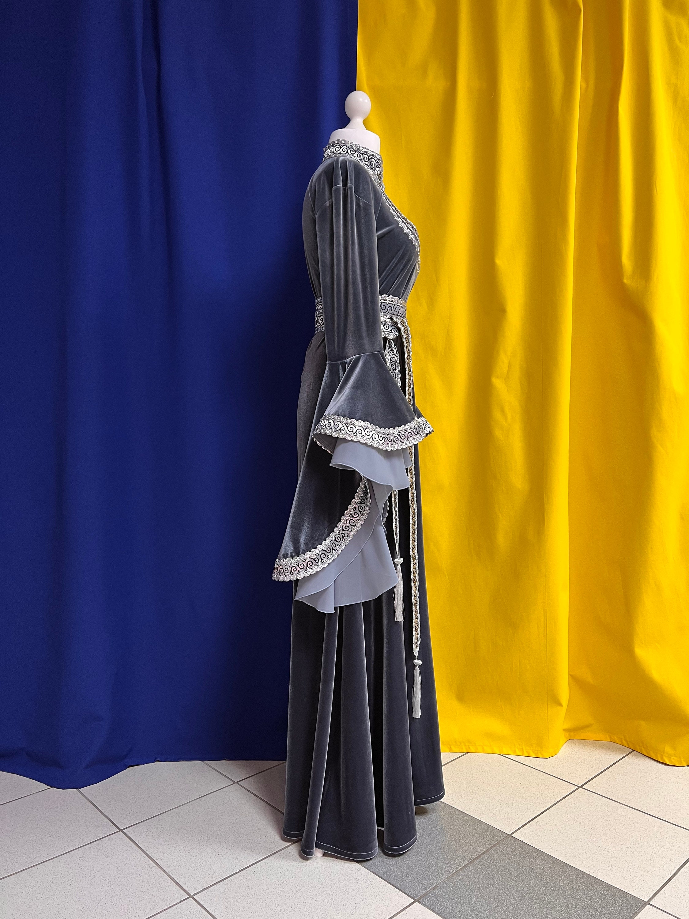 Velvet Elf Robe Gray Velvet Elven Dress, Medieval Wedding Elf Costume - Etsy