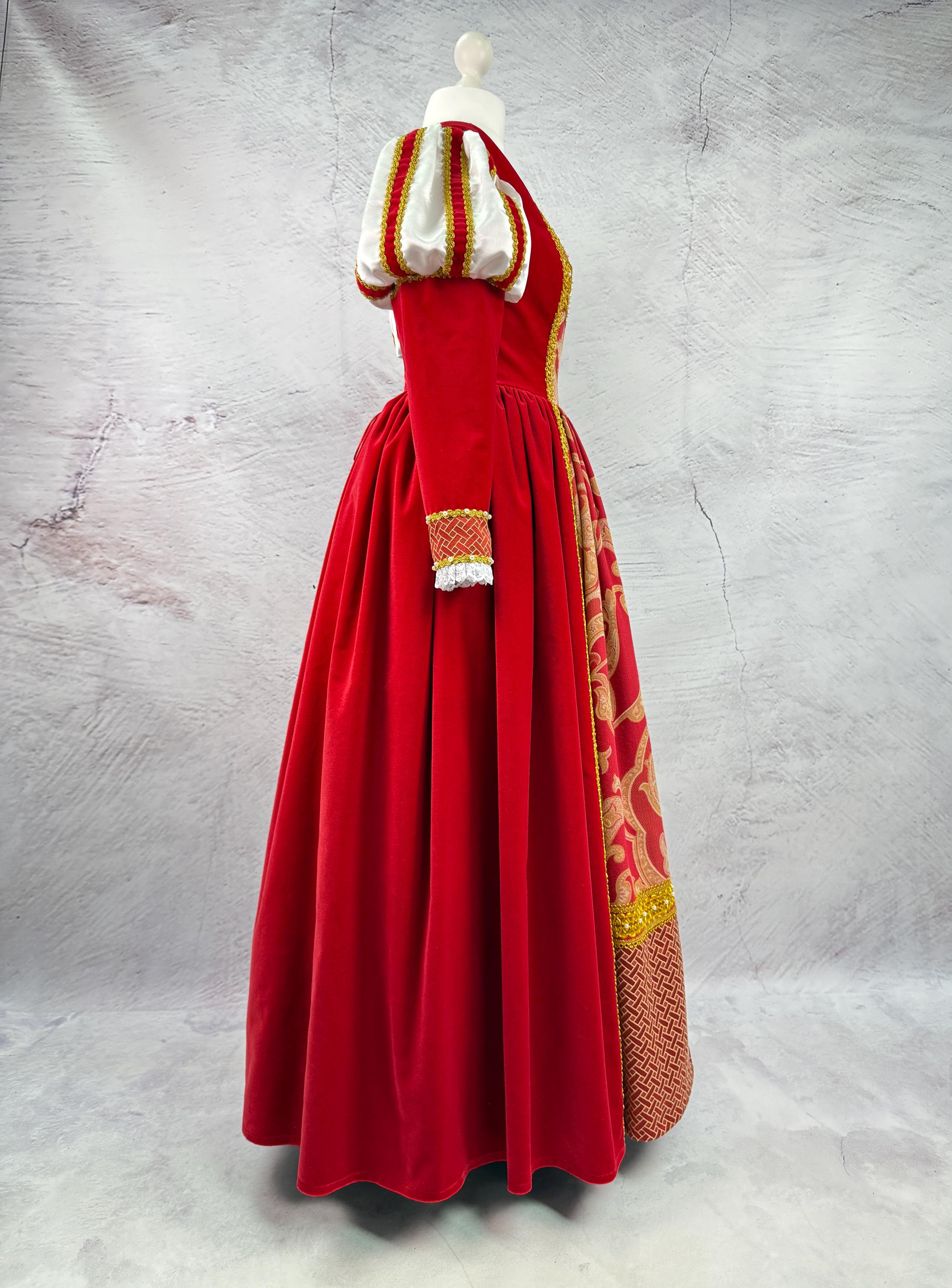 short red renaissance dress vintage renaissance square neck short sleeve dress victorian