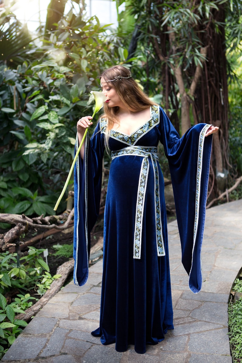 Elf dress Velvet medieval dress blue elf dress Made to Etsy