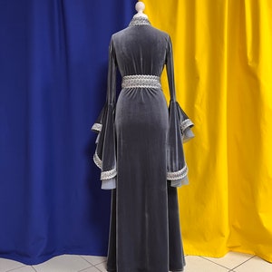 Gray Elven Dress Velvet Medieval Dress Wedding Elf Dress - Etsy