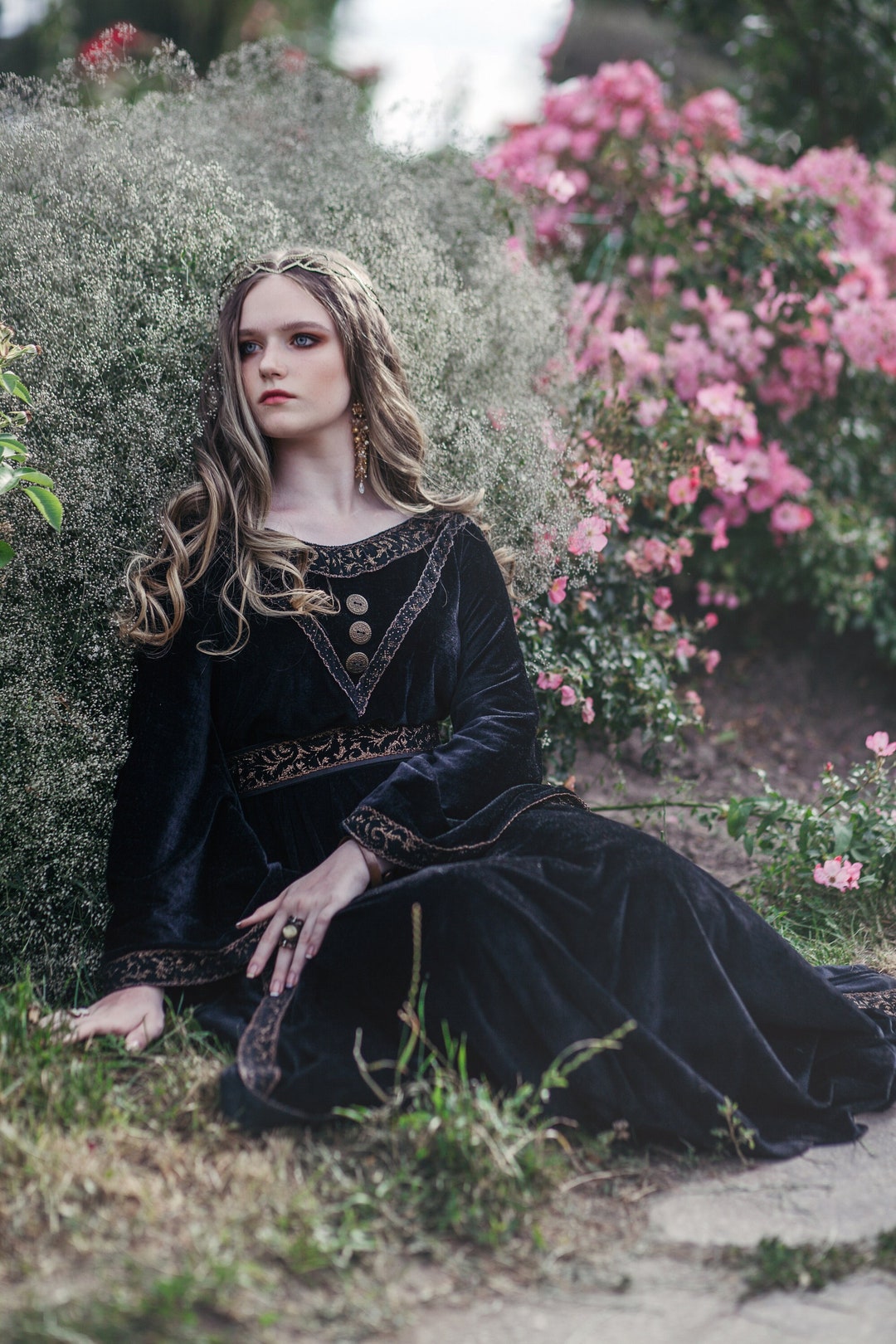 green emerald velvet dress Galadriel Green Dress The Rings of Power Season 2 Cosplay Costume Hall   ACcosplay