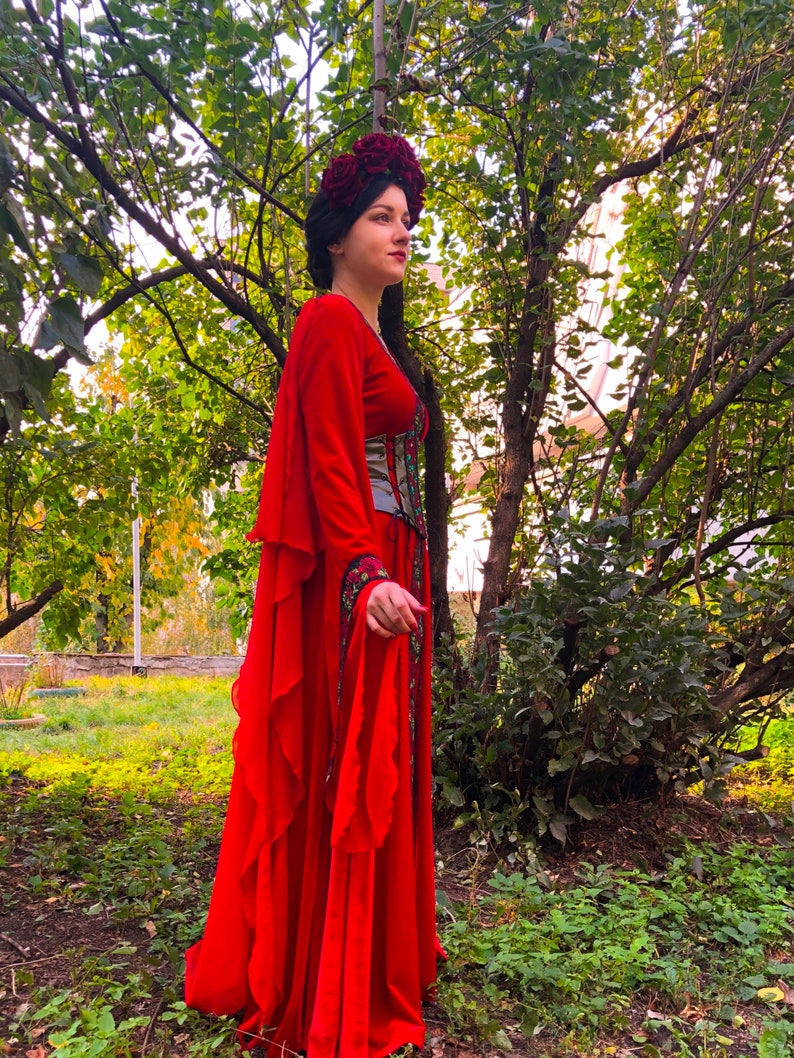 Red Elven dress Lord of the Rings dress Fantasy Gown | Etsy
