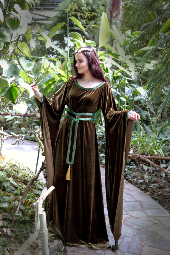 Elf dress Velvet medieval dress green elf dress Made to Etsy