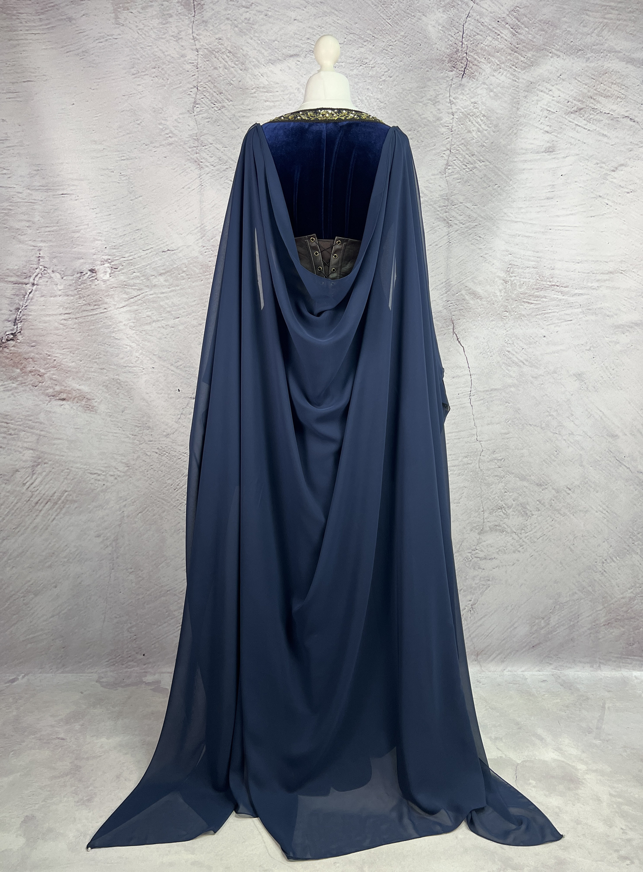 Elven Blue Velvet Dress - Galadriel Style Costume, Corset & Mantle - Etsy