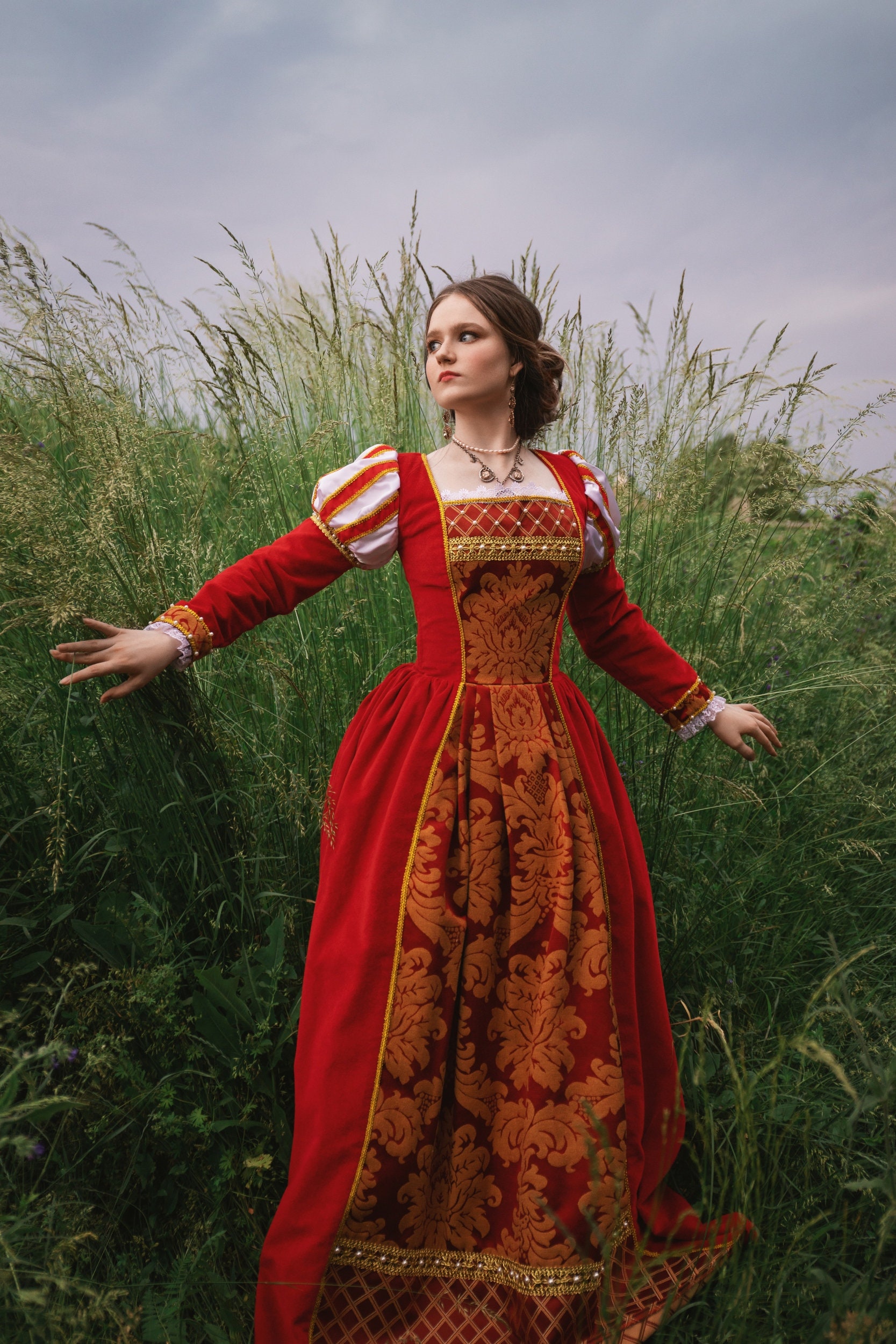 Red Italian Renaissance Dress 16th Century Etsy Canada
