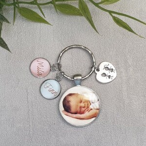 Personalisierter Schlüsselanhänger mit Foto & Name Handmade Herz Cabochonschmuck Geschenkidee Mutter Oma Kinder Muttertag Anhänger Ostern