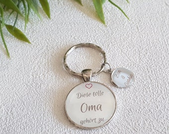 Personalisierter Schlüsselanhänger mit eigenem Text Handmade Cabochonschmuck Oma Geschenkidee kinder Enkel Großeltern