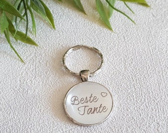 Personalisierter Schlüsselanhänger Tante Handmade Cabochonschmuck Geschenk Beste Tante Schwester