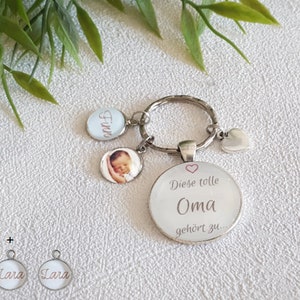 Personalisierter Schlüsselanhänger mit eigenem Bild Geschenke Mama Oma anhänger Herz Enkel Geschenkidee fotogeschenk kinder 2 Anhänger + 2 extra