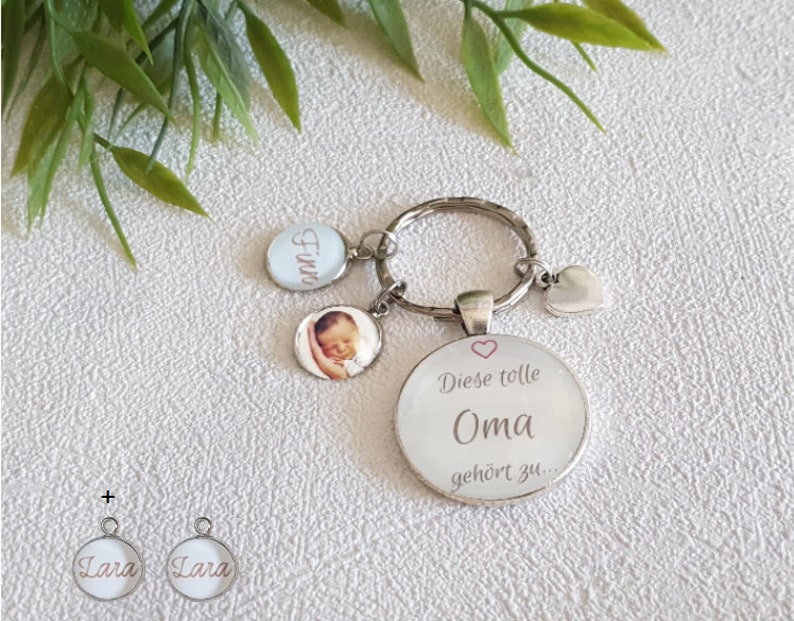 Personalisierter Schlüsselanhänger mit eigenem Bild Geschenke Mama Oma anhänger Herz Enkel Geschenkidee fotogeschenk kinder 2 Anhänger + 2 extra