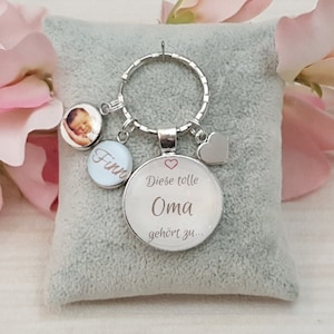 Personalisierter Schlüsselanhänger mit eigenem Bild Geschenke Mama Oma anhänger Herz Enkel Geschenkidee fotogeschenk kinder Bild 2