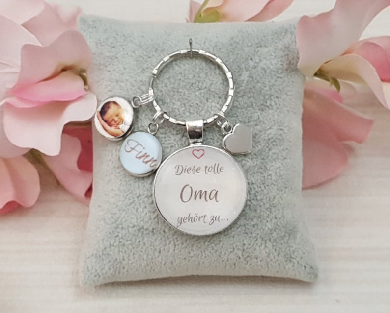 Personalisierter Schlüsselanhänger mit eigenem Bild Geschenke Mama Oma anhänger Herz Enkel Geschenkidee fotogeschenk kinder Bild 2